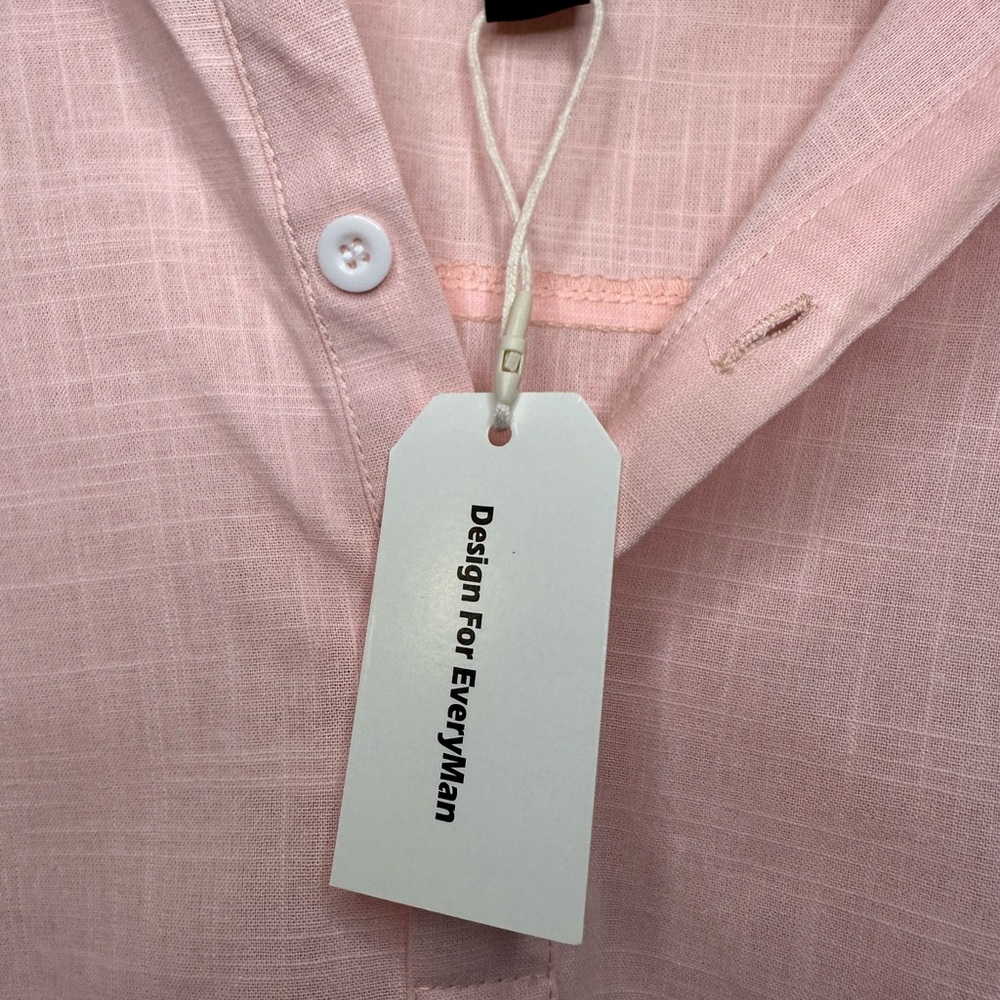 NWT Ouku Pink Cotton Linen Shirt Size XL - Picture 4 of 5